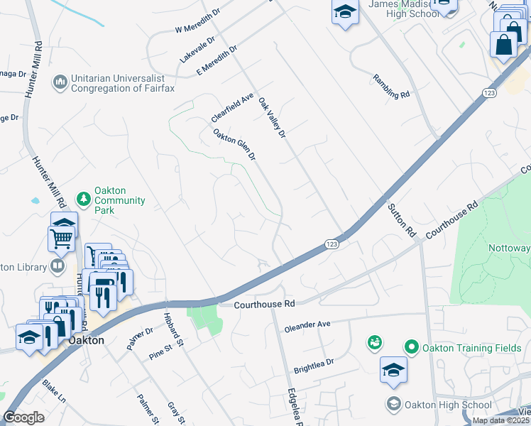 map of restaurants, bars, coffee shops, grocery stores, and more near 2720 Glencroft Road in Vienna