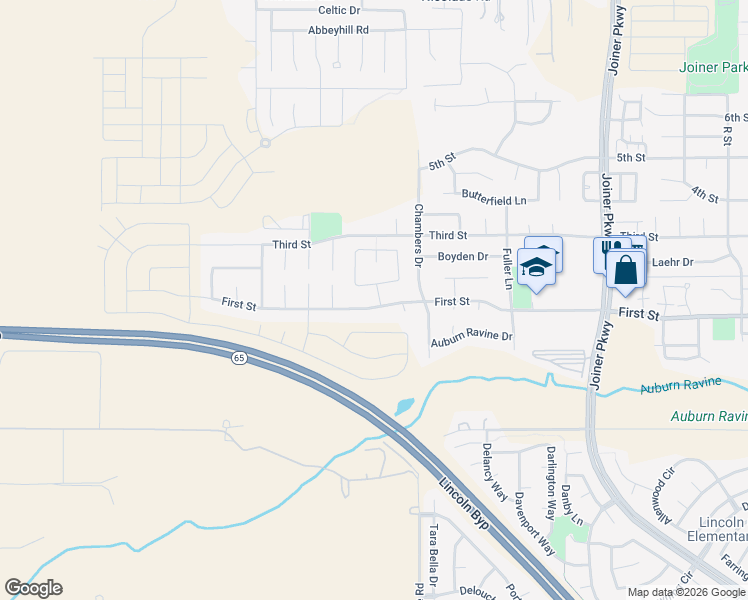 map of restaurants, bars, coffee shops, grocery stores, and more near 203 Mariner Circle in Lincoln