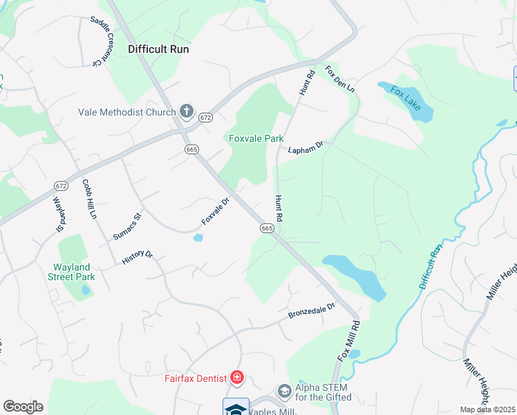 map of restaurants, bars, coffee shops, grocery stores, and more near 3235 Fox Mill Road in Oakton