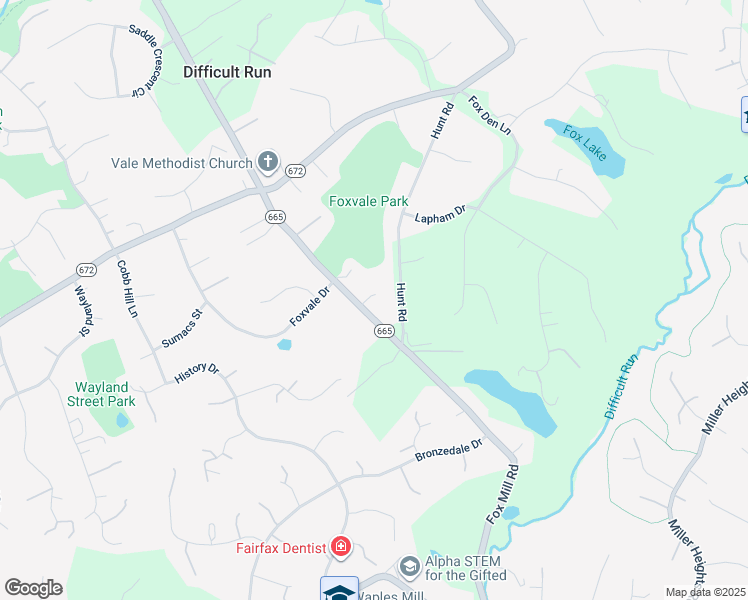 map of restaurants, bars, coffee shops, grocery stores, and more near 3235 Fox Mill Road in Oakton