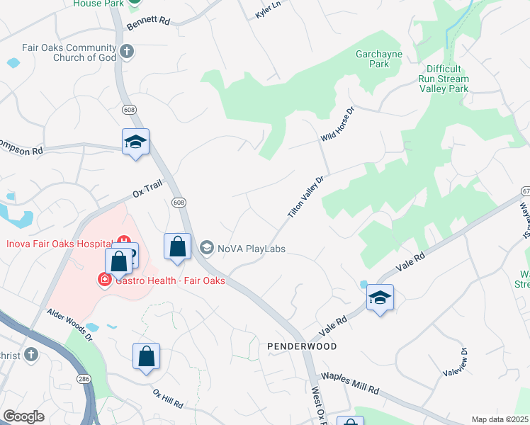 map of restaurants, bars, coffee shops, grocery stores, and more near 3505 Birdsboro Drive in Fairfax