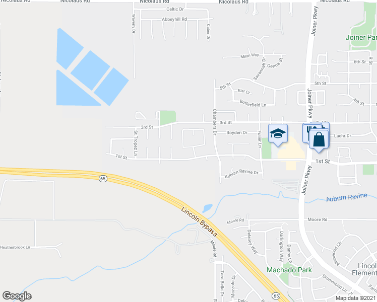 map of restaurants, bars, coffee shops, grocery stores, and more near 267 Mariner Circle in Lincoln