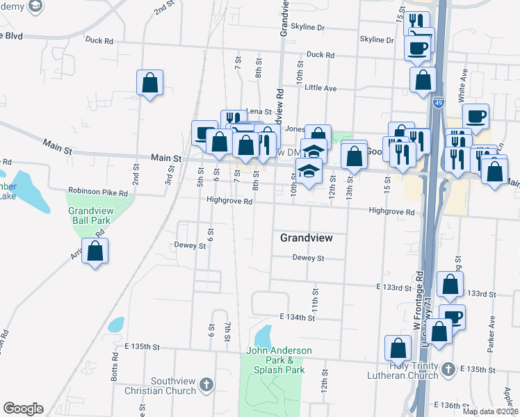 map of restaurants, bars, coffee shops, grocery stores, and more near 803 High Grove Rd in Grandview