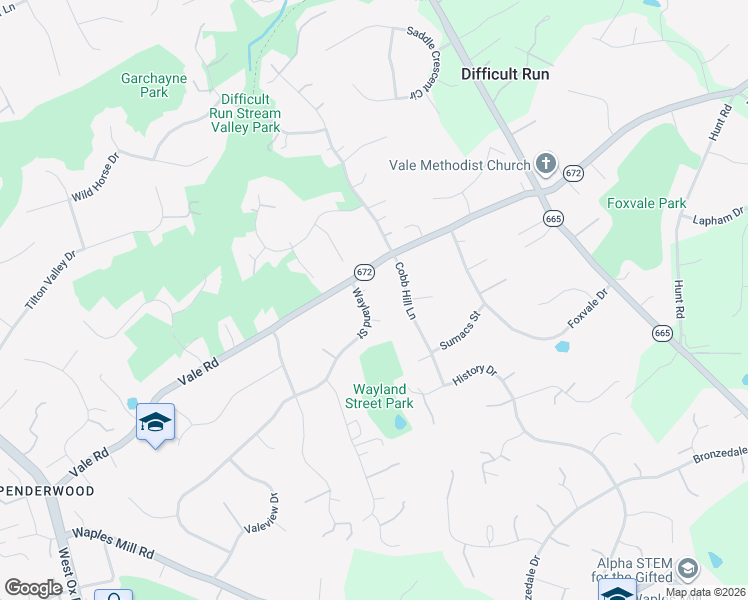 map of restaurants, bars, coffee shops, grocery stores, and more near 11805 Wayland Street in Oakton