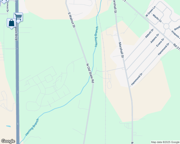 map of restaurants, bars, coffee shops, grocery stores, and more near North Old State Road in Lincoln