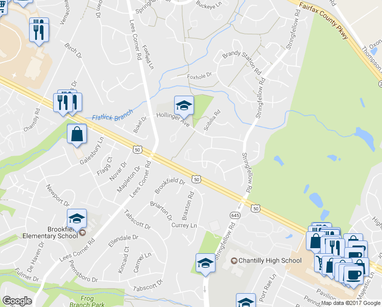 map of restaurants, bars, coffee shops, grocery stores, and more near 3930 Plum Run Court in Fairfax