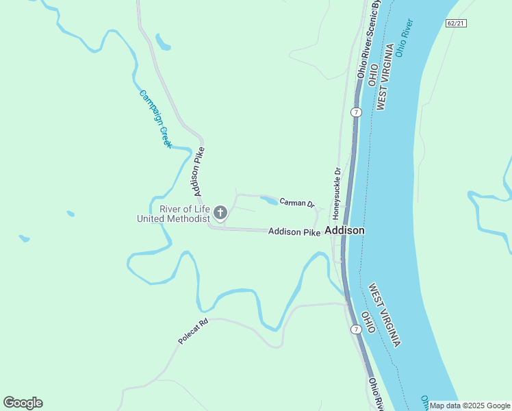 map of restaurants, bars, coffee shops, grocery stores, and more near 71 Rafferty Drive in Gallipolis