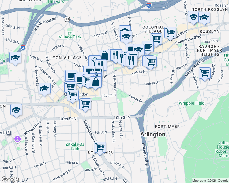 map of restaurants, bars, coffee shops, grocery stores, and more near 101 Independence Avenue Southeast in Washington