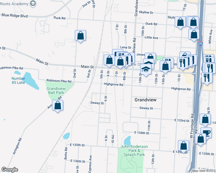 map of restaurants, bars, coffee shops, grocery stores, and more near 13100 6 Street in Grandview
