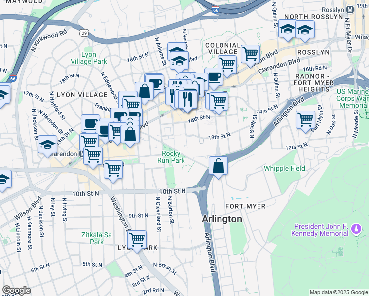 map of restaurants, bars, coffee shops, grocery stores, and more near 101 Independence Avenue Southeast in Washington