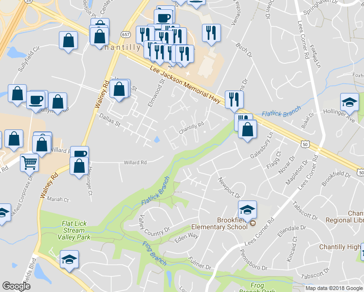 map of restaurants, bars, coffee shops, grocery stores, and more near 4162 Dawn Valley Court in Chantilly