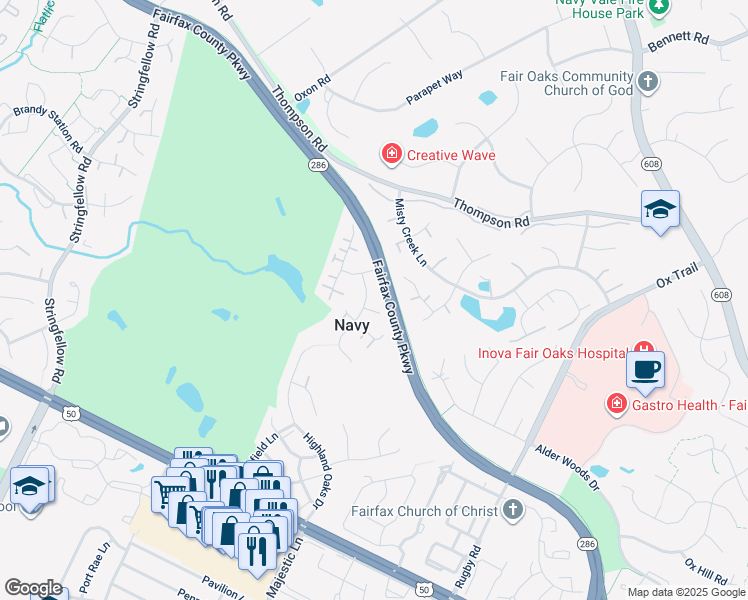 map of restaurants, bars, coffee shops, grocery stores, and more near 3711 Freehill Lane in Fairfax
