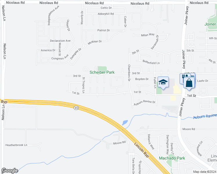map of restaurants, bars, coffee shops, grocery stores, and more near 259 Mariner Circle in Lincoln