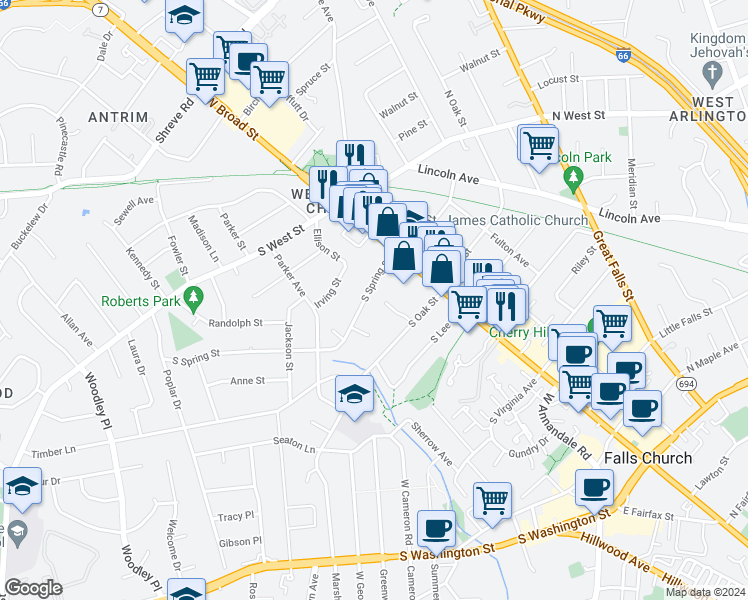 map of restaurants, bars, coffee shops, grocery stores, and more near 101 Independence Avenue Southeast in Washington
