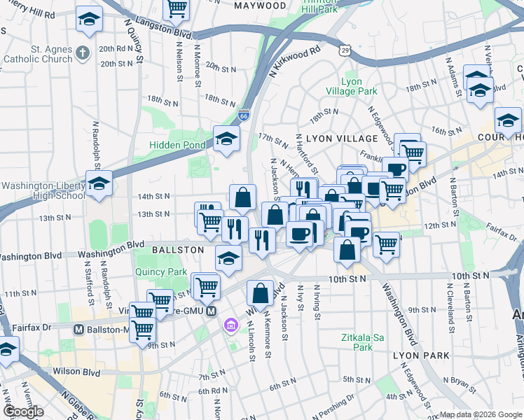 map of restaurants, bars, coffee shops, grocery stores, and more near 101 Independence Avenue Southeast in Washington