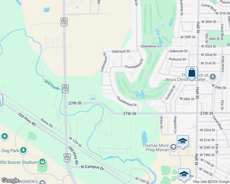 map of restaurants, bars, coffee shops, grocery stores, and more near 2793 Thunderbird Dr in Hays