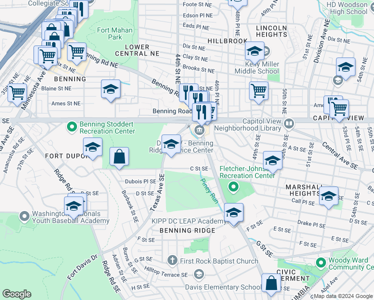 map of restaurants, bars, coffee shops, grocery stores, and more near 101 Independence Avenue Southeast in Washington