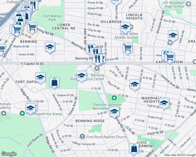 map of restaurants, bars, coffee shops, grocery stores, and more near 101 Independence Avenue Southeast in Washington