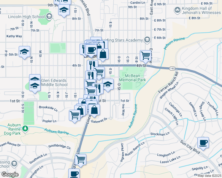 map of restaurants, bars, coffee shops, grocery stores, and more near 492 2nd Street in Lincoln