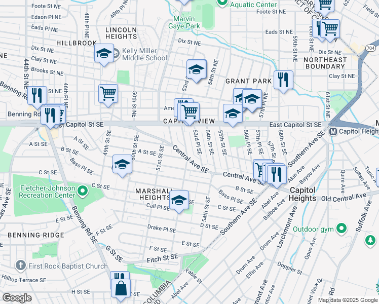 map of restaurants, bars, coffee shops, grocery stores, and more near 101 Independence Avenue Southeast in Washington