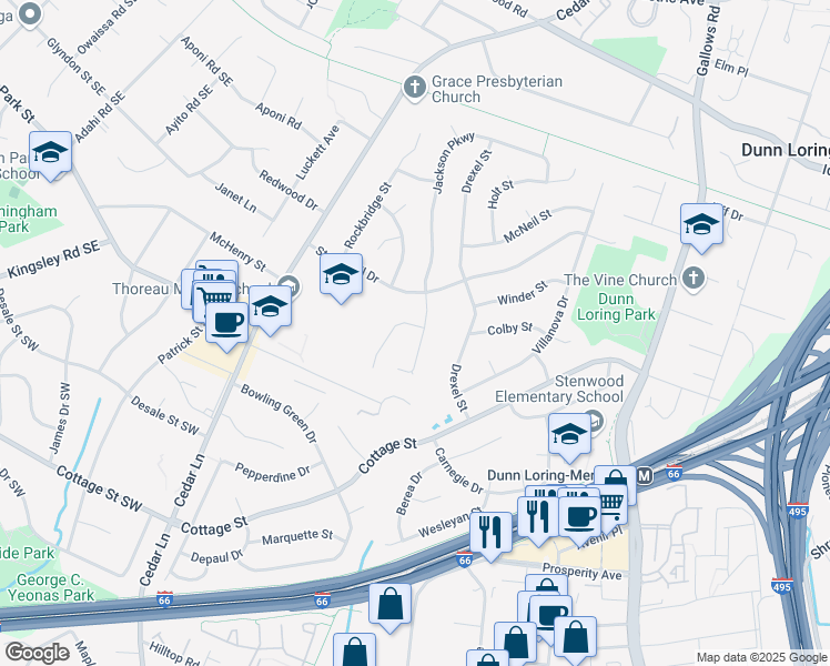 map of restaurants, bars, coffee shops, grocery stores, and more near 2511 Swift Run Street in Vienna