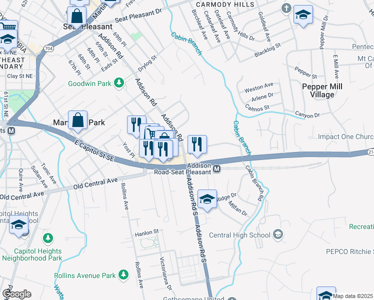 map of restaurants, bars, coffee shops, grocery stores, and more near 101 Independence Avenue Southeast in Washington