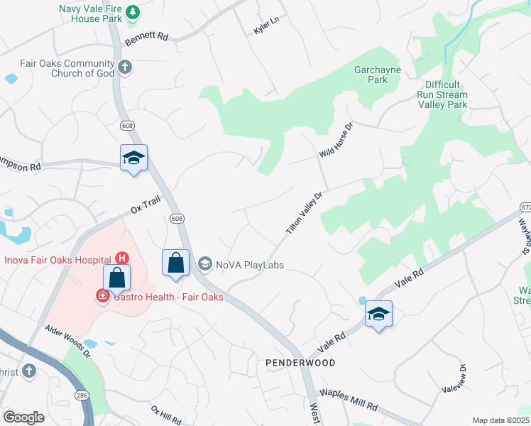 map of restaurants, bars, coffee shops, grocery stores, and more near 12309 Blair Ridge Road in Fairfax