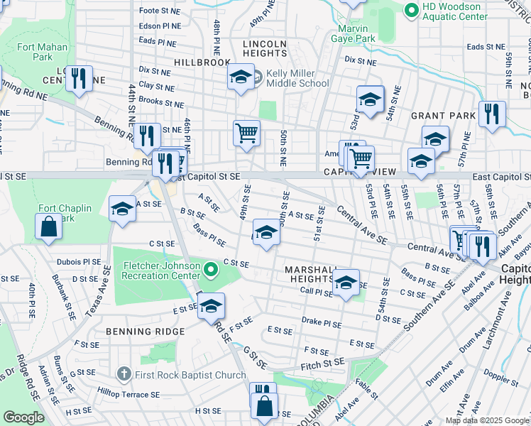 map of restaurants, bars, coffee shops, grocery stores, and more near 101 Independence Avenue Southeast in Washington