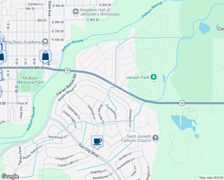 map of restaurants, bars, coffee shops, grocery stores, and more near 1053 Overland Lane in Lincoln