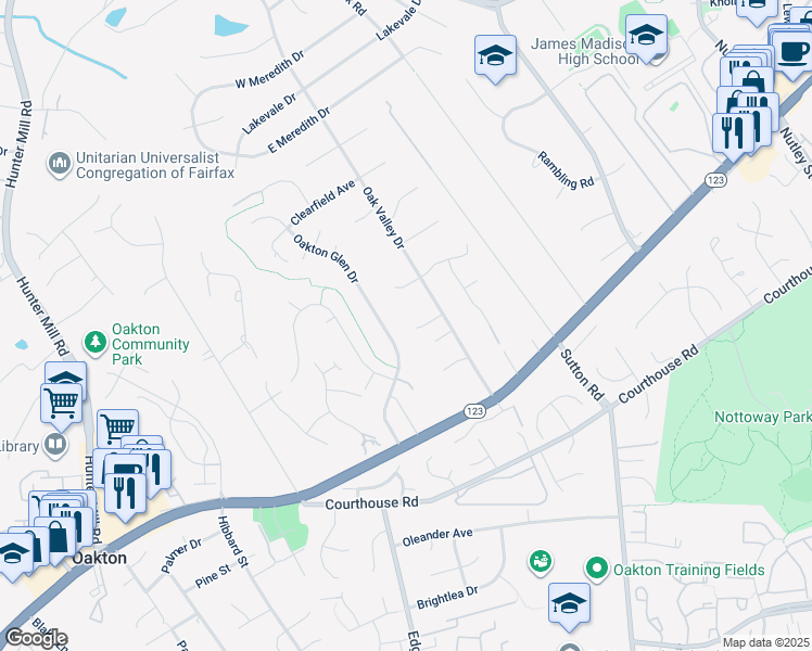 map of restaurants, bars, coffee shops, grocery stores, and more near 9908 Chappell Lane in Vienna