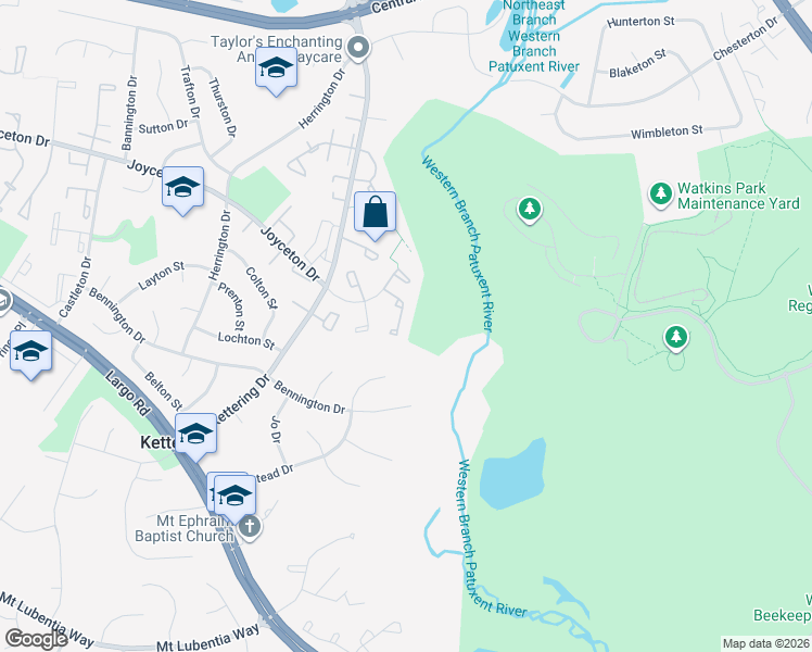 map of restaurants, bars, coffee shops, grocery stores, and more near 152 Azalea Court in Upper Marlboro