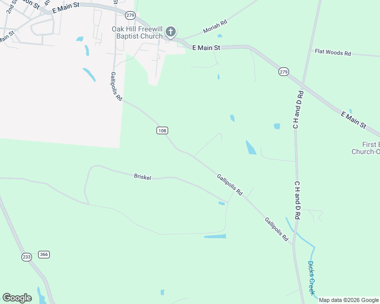 map of restaurants, bars, coffee shops, grocery stores, and more near 413 Gallipolis Road in Oak Hill