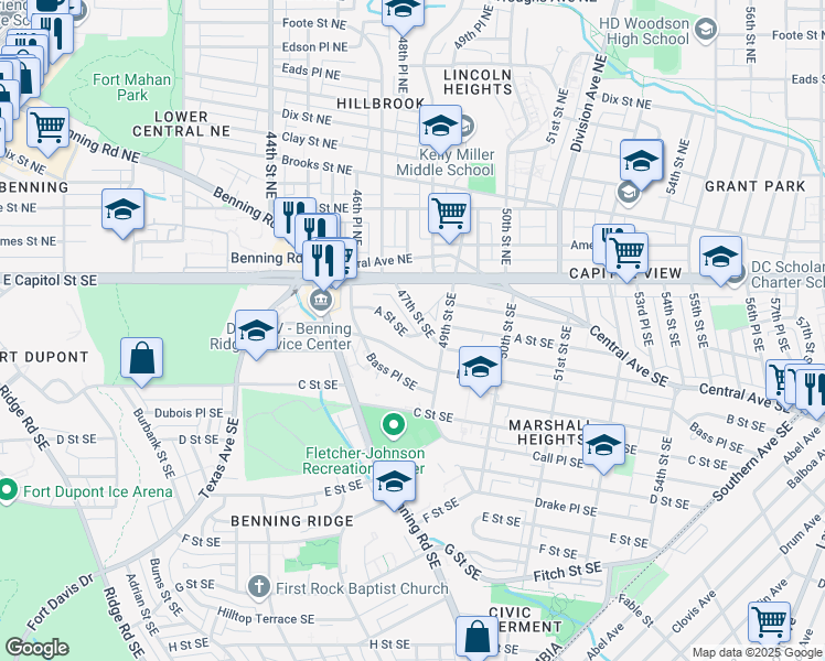 map of restaurants, bars, coffee shops, grocery stores, and more near 101 Independence Avenue Southeast in Washington