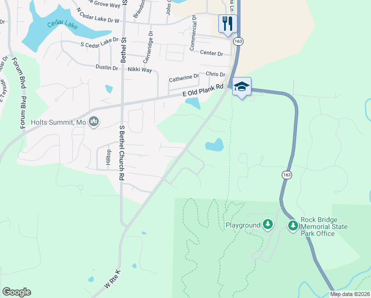map of restaurants, bars, coffee shops, grocery stores, and more near 5548 South Route K in Columbia