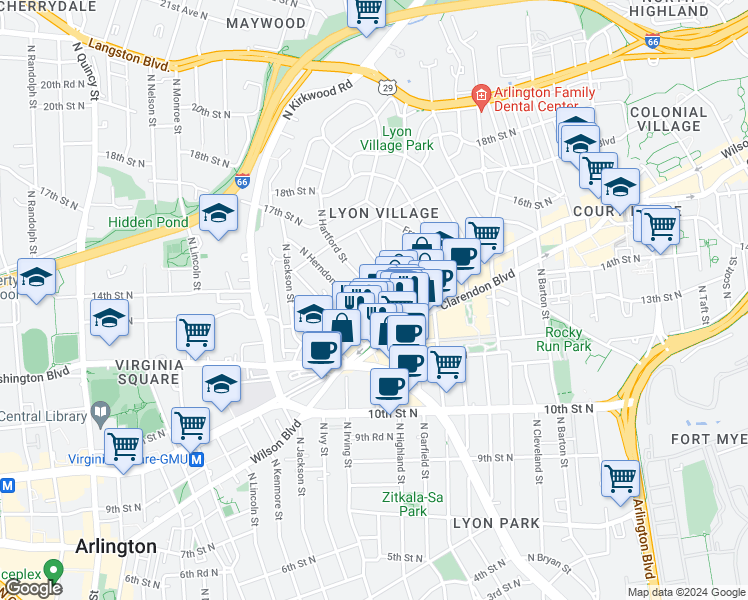 map of restaurants, bars, coffee shops, grocery stores, and more near 101 Independence Avenue Southeast in Washington