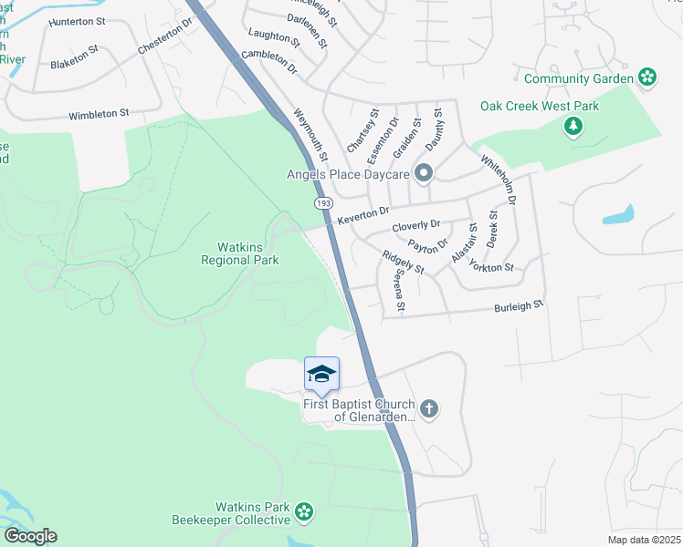 map of restaurants, bars, coffee shops, grocery stores, and more near 301 Watkins Park Drive in Upper Marlboro