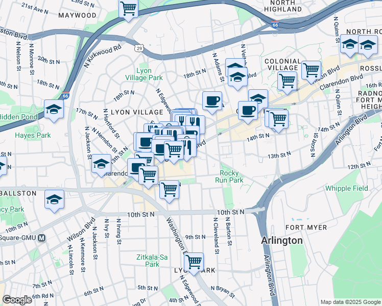 map of restaurants, bars, coffee shops, grocery stores, and more near 101 Independence Avenue Southeast in Washington