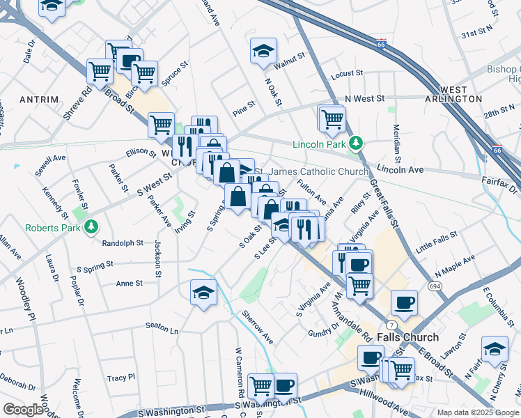 map of restaurants, bars, coffee shops, grocery stores, and more near 101 Independence Avenue Southeast in Washington