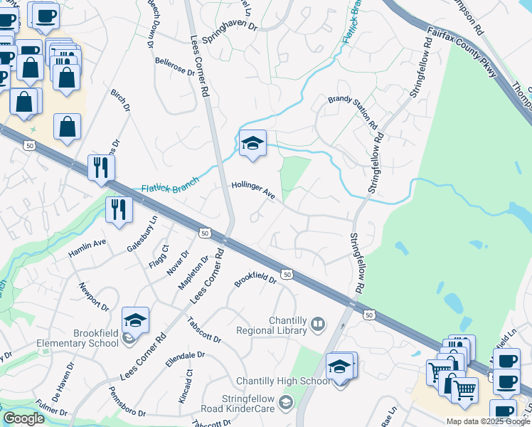 map of restaurants, bars, coffee shops, grocery stores, and more near 3919 Kernstown Court in Fairfax