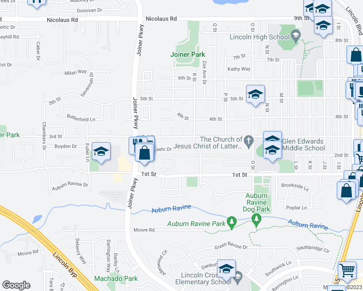 map of restaurants, bars, coffee shops, grocery stores, and more near 1710 Laehr Drive in Lincoln