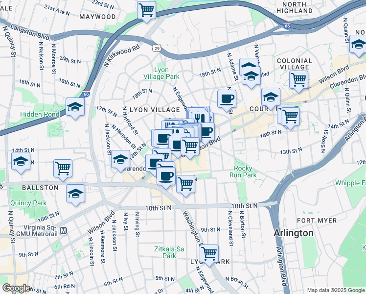 map of restaurants, bars, coffee shops, grocery stores, and more near 101 Independence Avenue Southeast in Washington