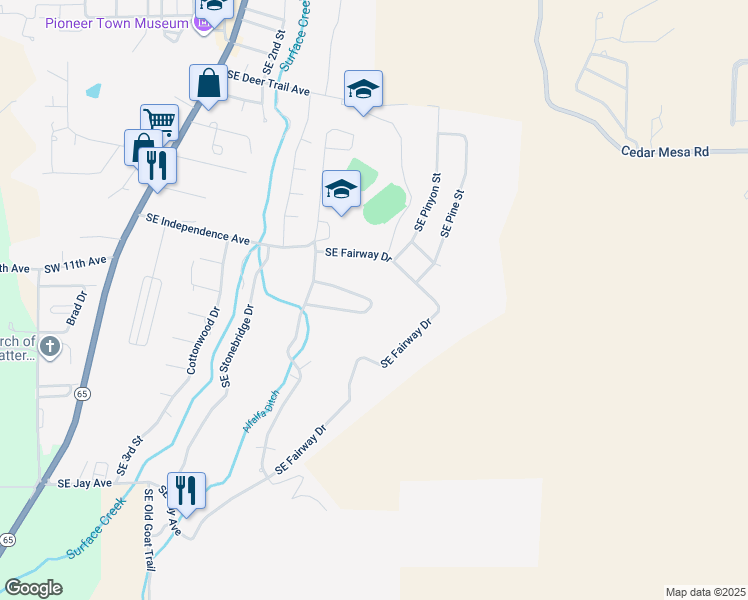 map of restaurants, bars, coffee shops, grocery stores, and more near 452 SE Birdie Cir in Cedaredge