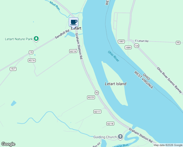 map of restaurants, bars, coffee shops, grocery stores, and more near 16537 Graham Station Road in Letart