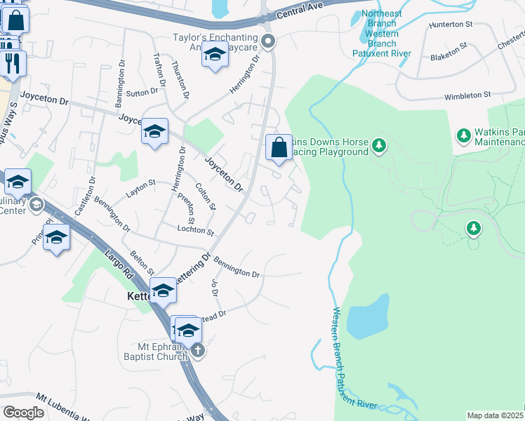 map of restaurants, bars, coffee shops, grocery stores, and more near 11520 Joyceton Drive in Kettering