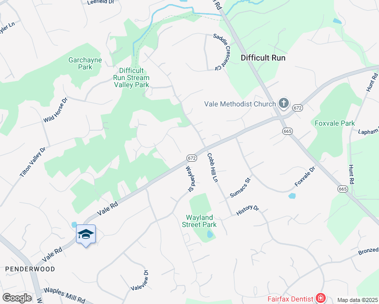 map of restaurants, bars, coffee shops, grocery stores, and more near 3215 Latigo Ct in Oakton