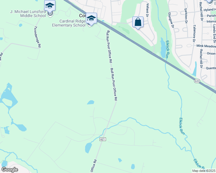 map of restaurants, bars, coffee shops, grocery stores, and more near 26331 Bull Run Post Office Road in Centreville