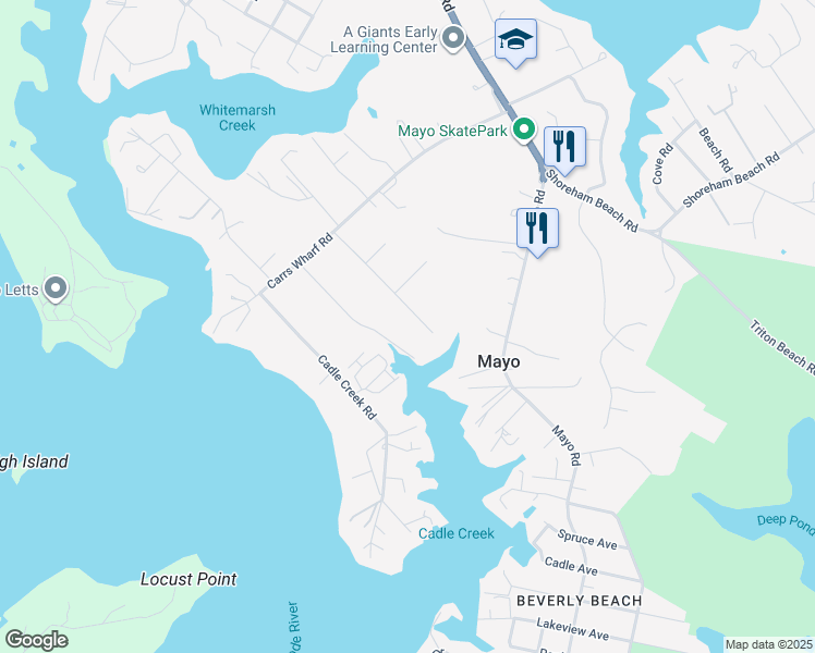 map of restaurants, bars, coffee shops, grocery stores, and more near 4198 Carrs Ridge Road in Edgewater