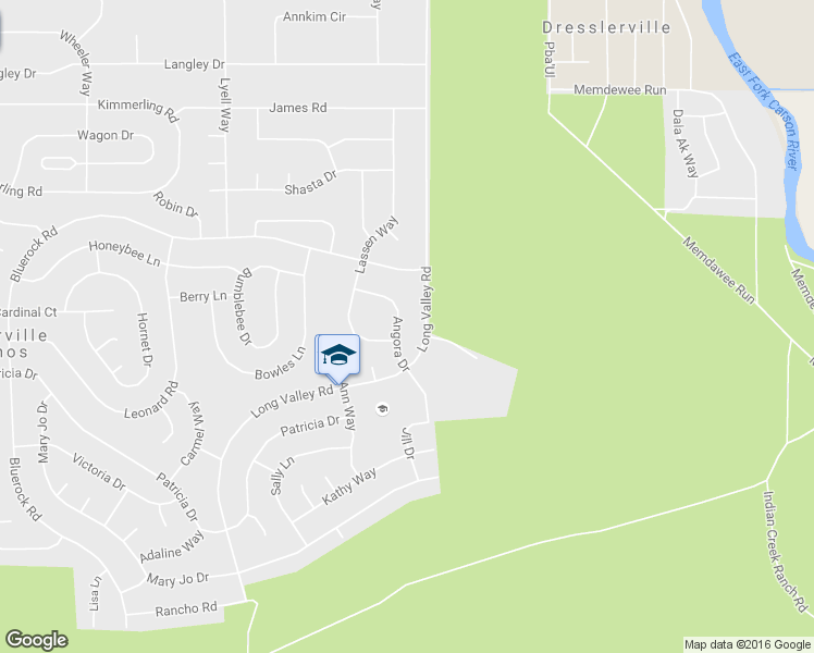 map of restaurants, bars, coffee shops, grocery stores, and more near 1472 Angora Drive in Gardnerville