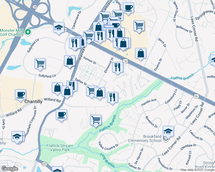 map of restaurants, bars, coffee shops, grocery stores, and more near 13944 James Cross Street in Chantilly