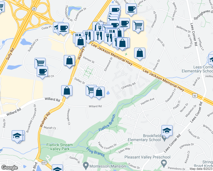 map of restaurants, bars, coffee shops, grocery stores, and more near 13944 James Cross Street in Chantilly